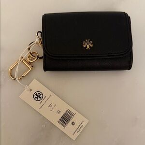 Tory Burch Black Key Holder with Gold Accents